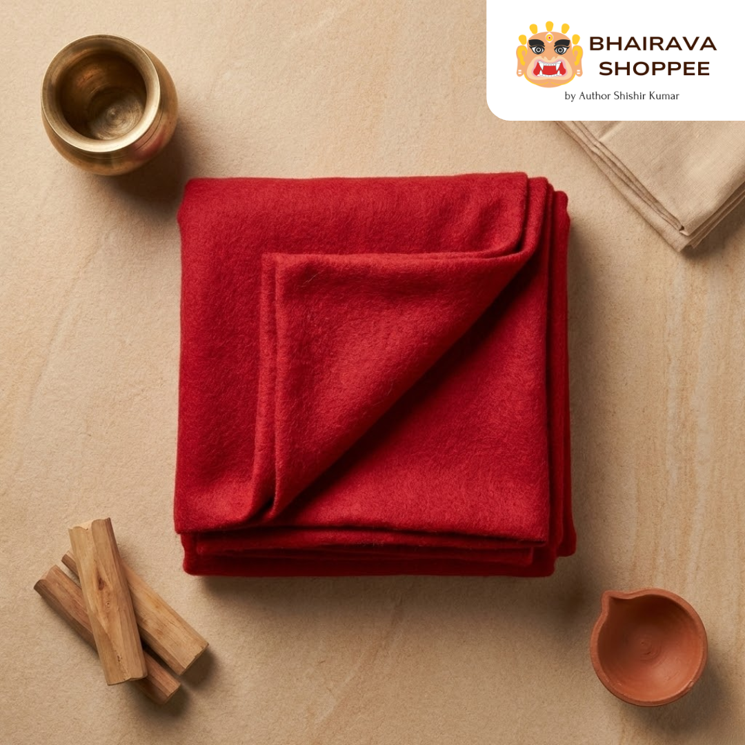 Red Pooja Aasan | Woolen Prayer Mat for Meditation & Rituals (22x22 in)