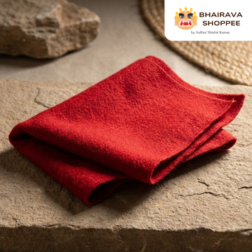 Red Pooja Aasan | Woolen Prayer Mat for Meditation & Rituals (22x22 in)