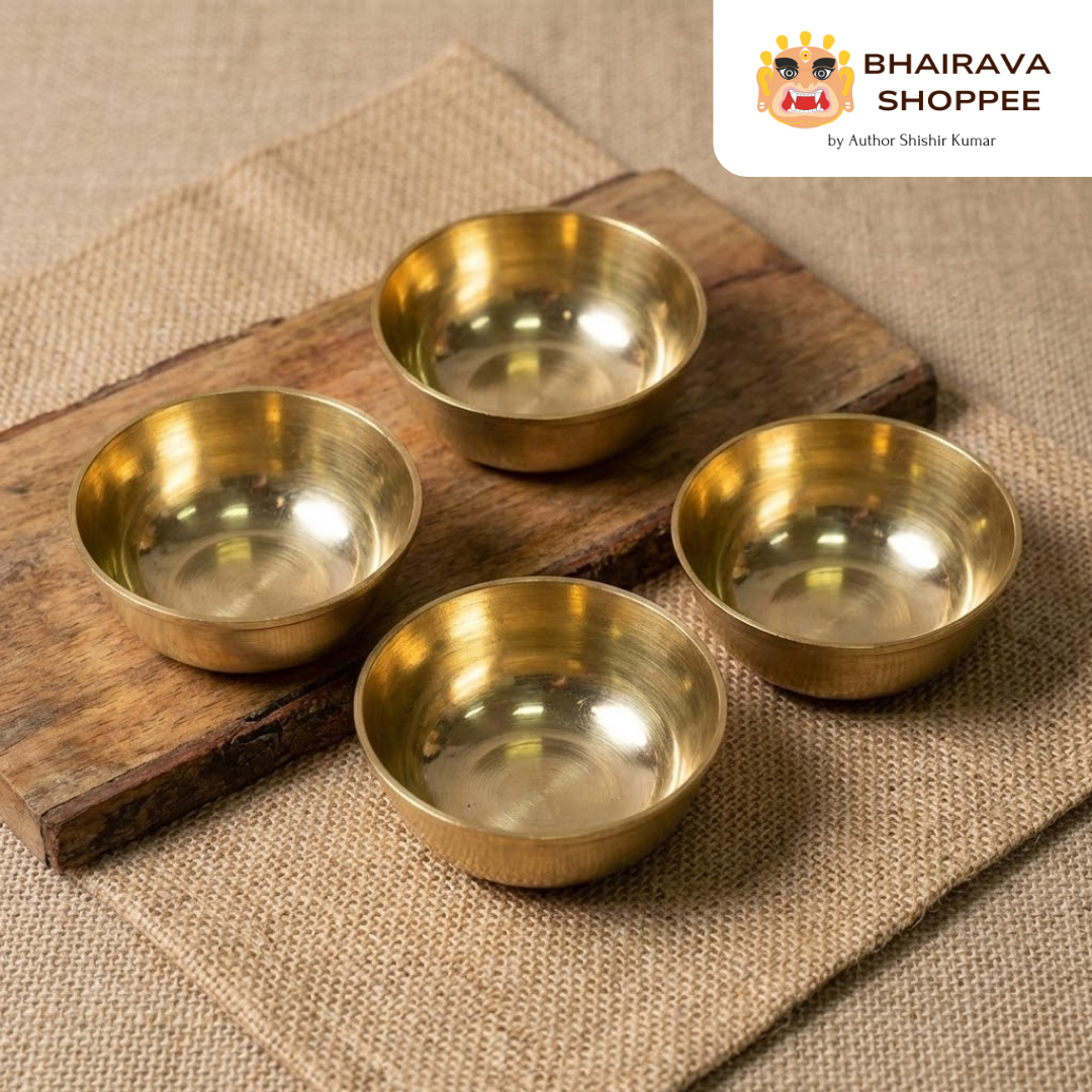 Small Bhog Katori – Set of 4 | Metal Bowls for Pooja Offerings