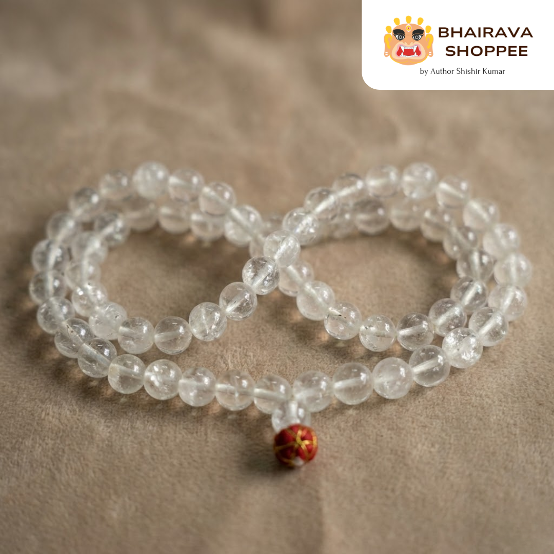 Siddha Sphatik Mala | 108 Cloudy Crystal Beads | Meditation & Pooja