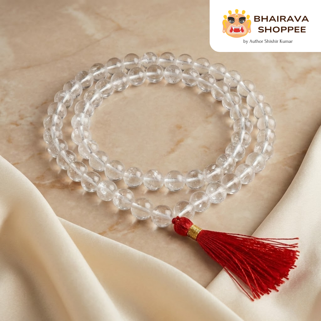 Clear Beads Sphatik Siddha Jaap Mala | 108 Beads Crystal Quartz Mala for Peace & Clarity