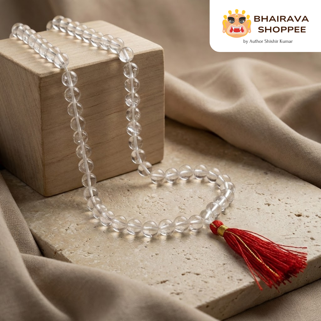 Clear Beads Sphatik Siddha Jaap Mala | 108 Beads Crystal Quartz Mala for Peace & Clarity