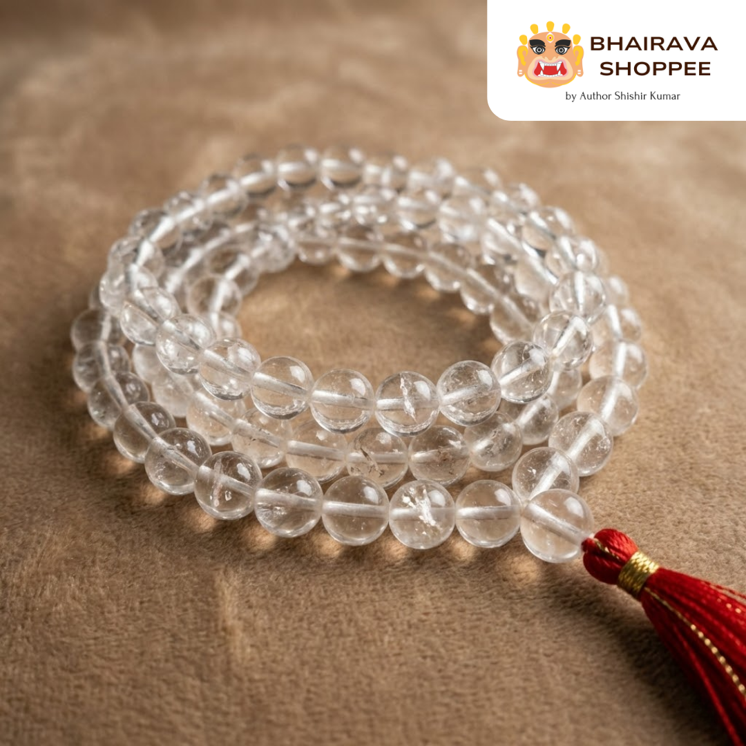 Clear Beads Sphatik Siddha Jaap Mala | 108 Beads Crystal Quartz Mala for Peace & Clarity