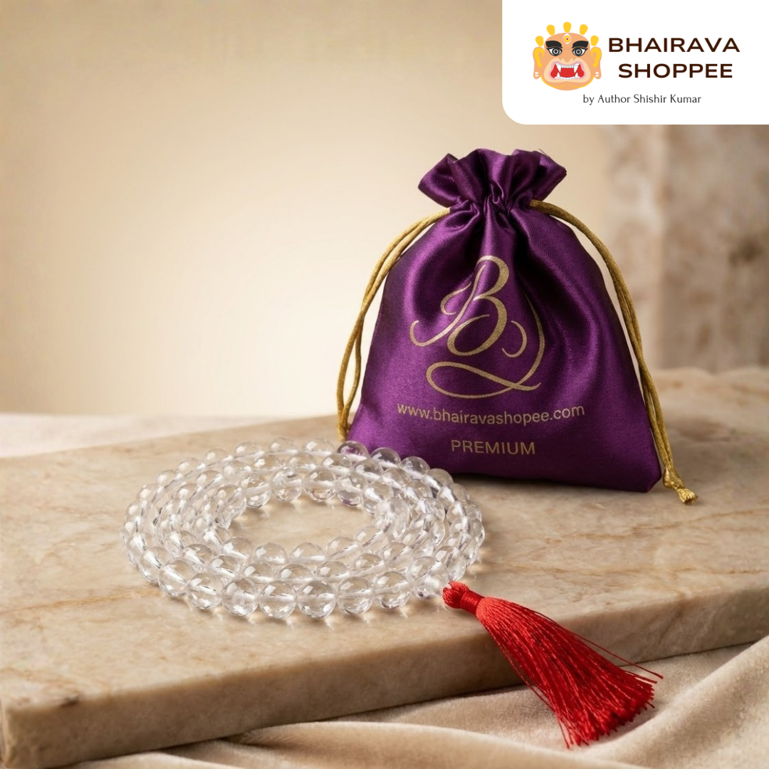 Clear Beads Sphatik Siddha Jaap Mala | 108 Beads Crystal Quartz Mala for Peace & Clarity