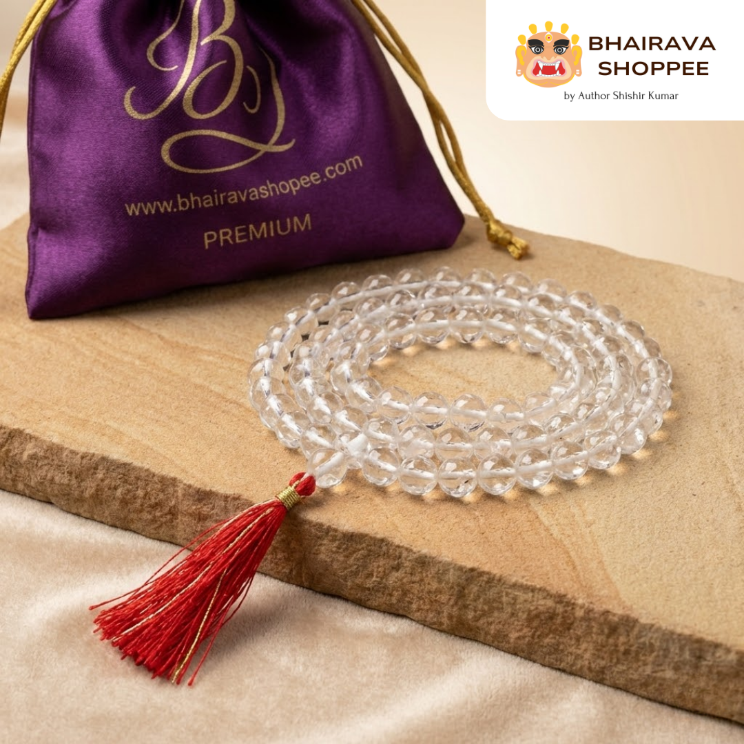 Clear Beads Sphatik Siddha Jaap Mala | 108 Beads Crystal Quartz Mala for Peace & Clarity