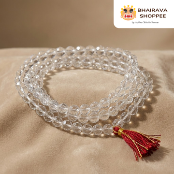 Diamond-cut Siddha Sphatik Mala | 108 Beads Crystal Mala for Meditation & Pooja