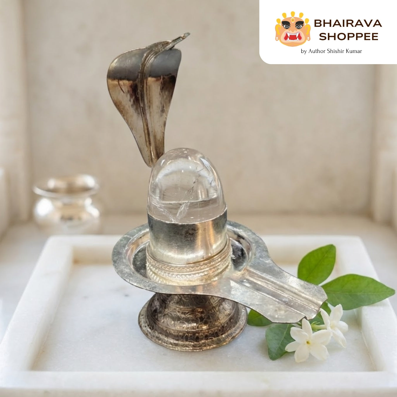 Sphatik Shivling with Silver Argha | Crystal Shivling for Pooja & Worship