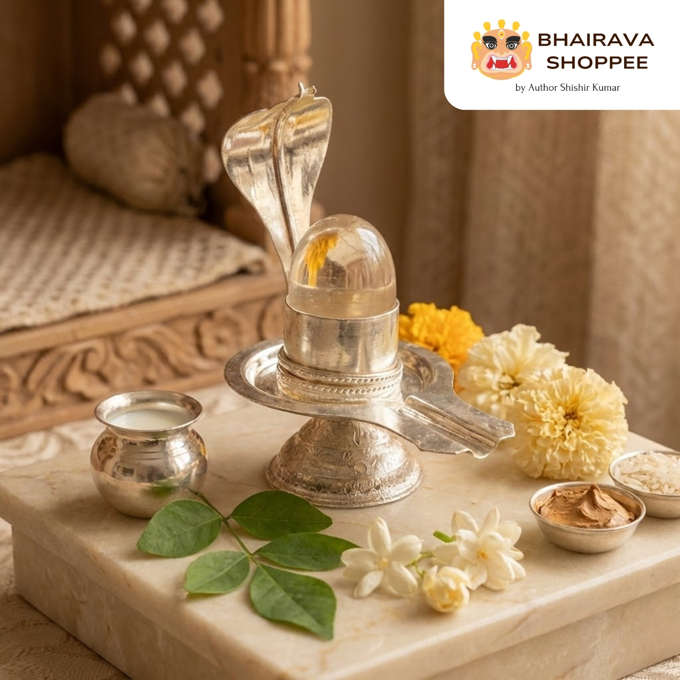 Sphatik Shivling with Silver Argha | Crystal Shivling for Pooja & Worship