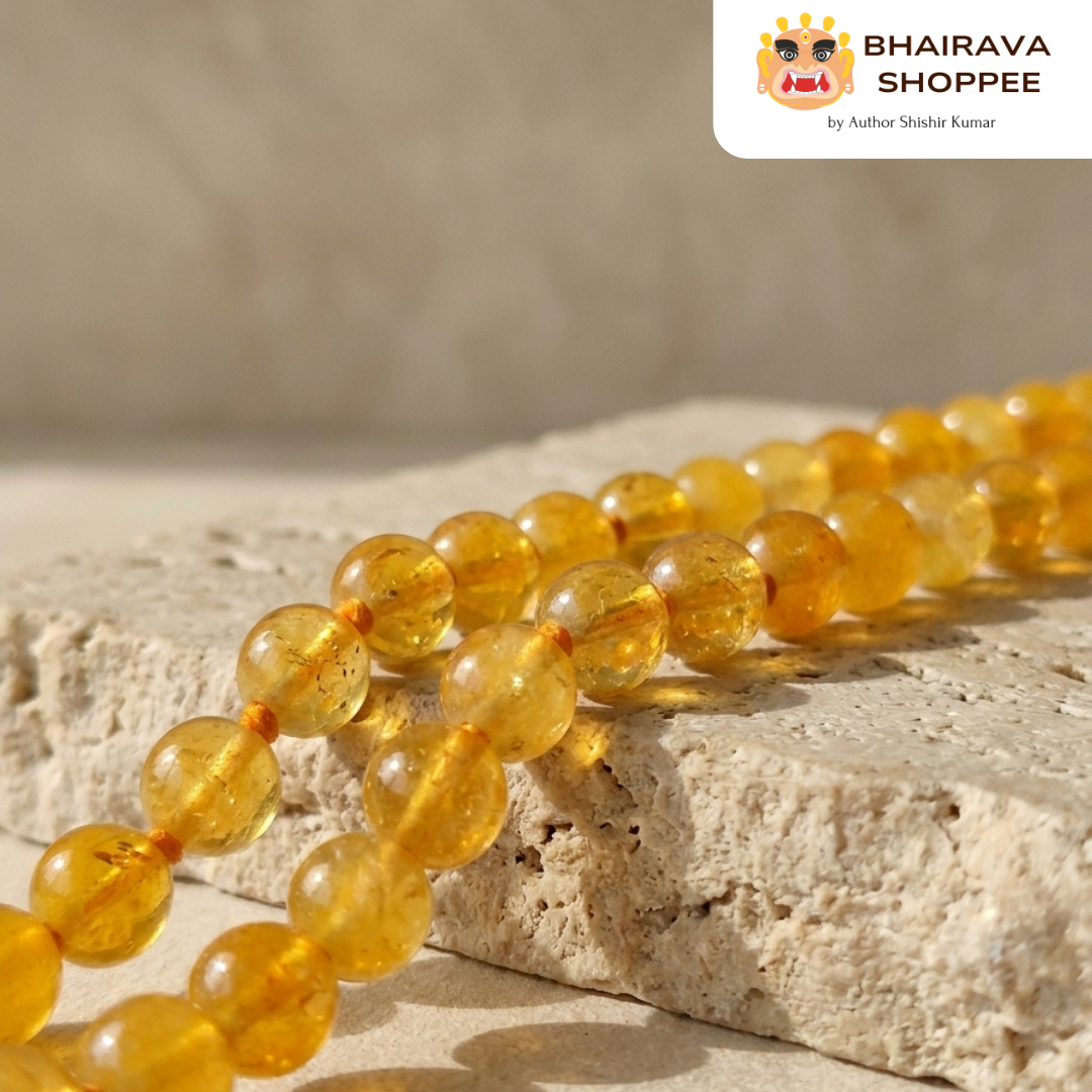 Topaz Mala (Pukhraj Mala) for Prosperity, Wisdom & Positive Energy | Yellow Gemstone Mala