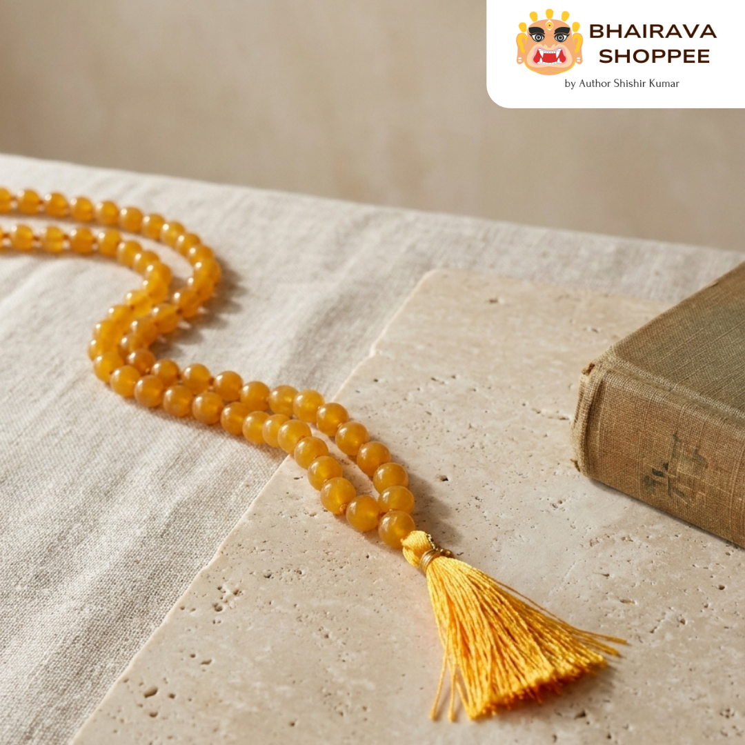 Topaz Mala (Pukhraj Mala) for Prosperity, Wisdom & Positive Energy | Yellow Gemstone Mala