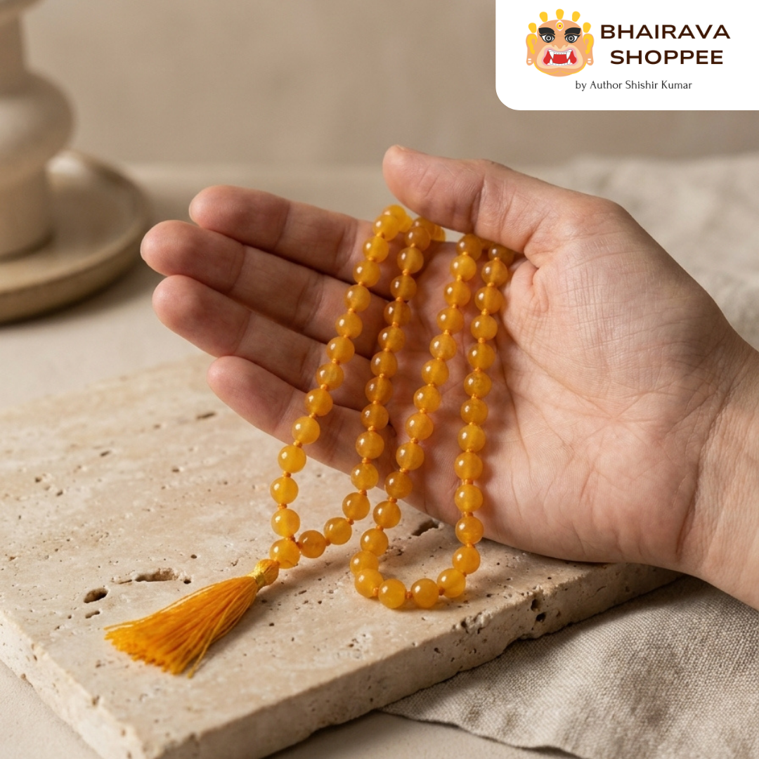 Topaz Mala (Pukhraj Mala) for Prosperity, Wisdom & Positive Energy | Yellow Gemstone Mala