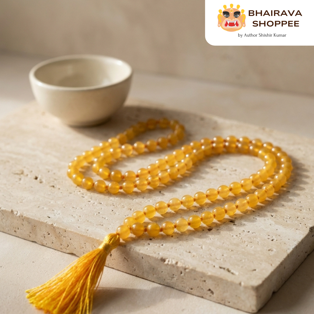 Topaz Mala (Pukhraj Mala) for Prosperity, Wisdom & Positive Energy | Yellow Gemstone Mala