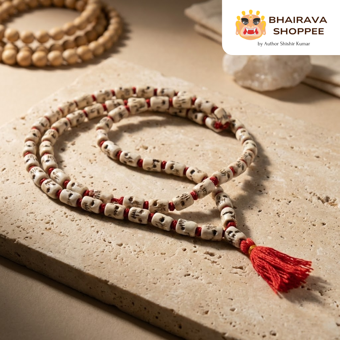 Authentic | Yak Bone Mund Mala | For Sadhana, Devotion & Spiritual Discipline