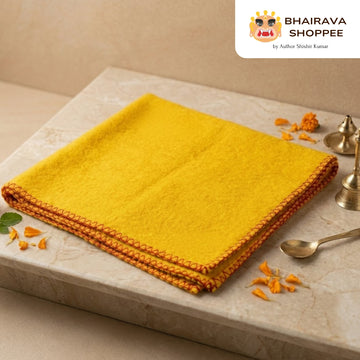 Yellow Pooja Aasan | Woolen Prayer Mat for Meditation & Rituals (22x22 in)