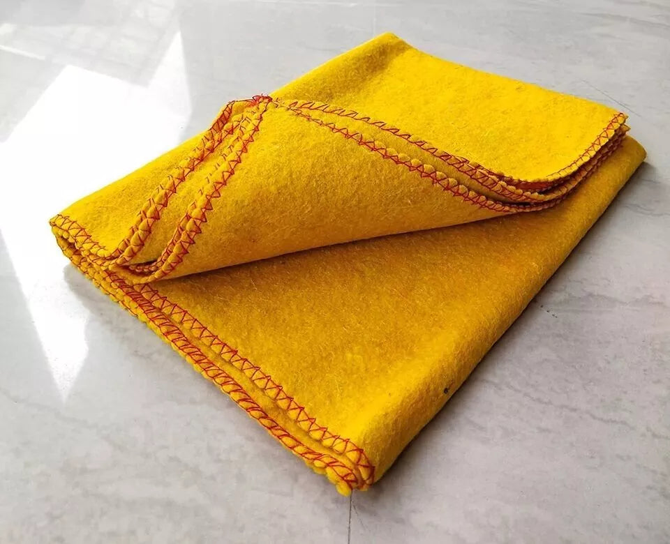 Yellow Pooja Aasan | Woolen Prayer Mat for Meditation & Rituals (22x22 in)